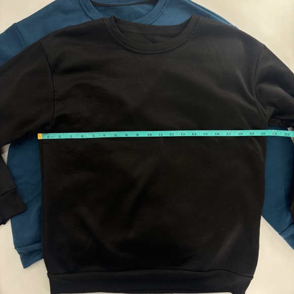 SHEIN Black/Teal Round‑Neck Thermal Sweatshirt M – Long Sleeve,  LOT OF 2 - Picture 2 of 3